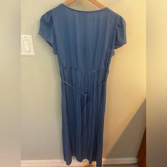 Women's LC Lauren Conrad blue Empire Waist Square Neck Midi Dress - Picture 4 of 4